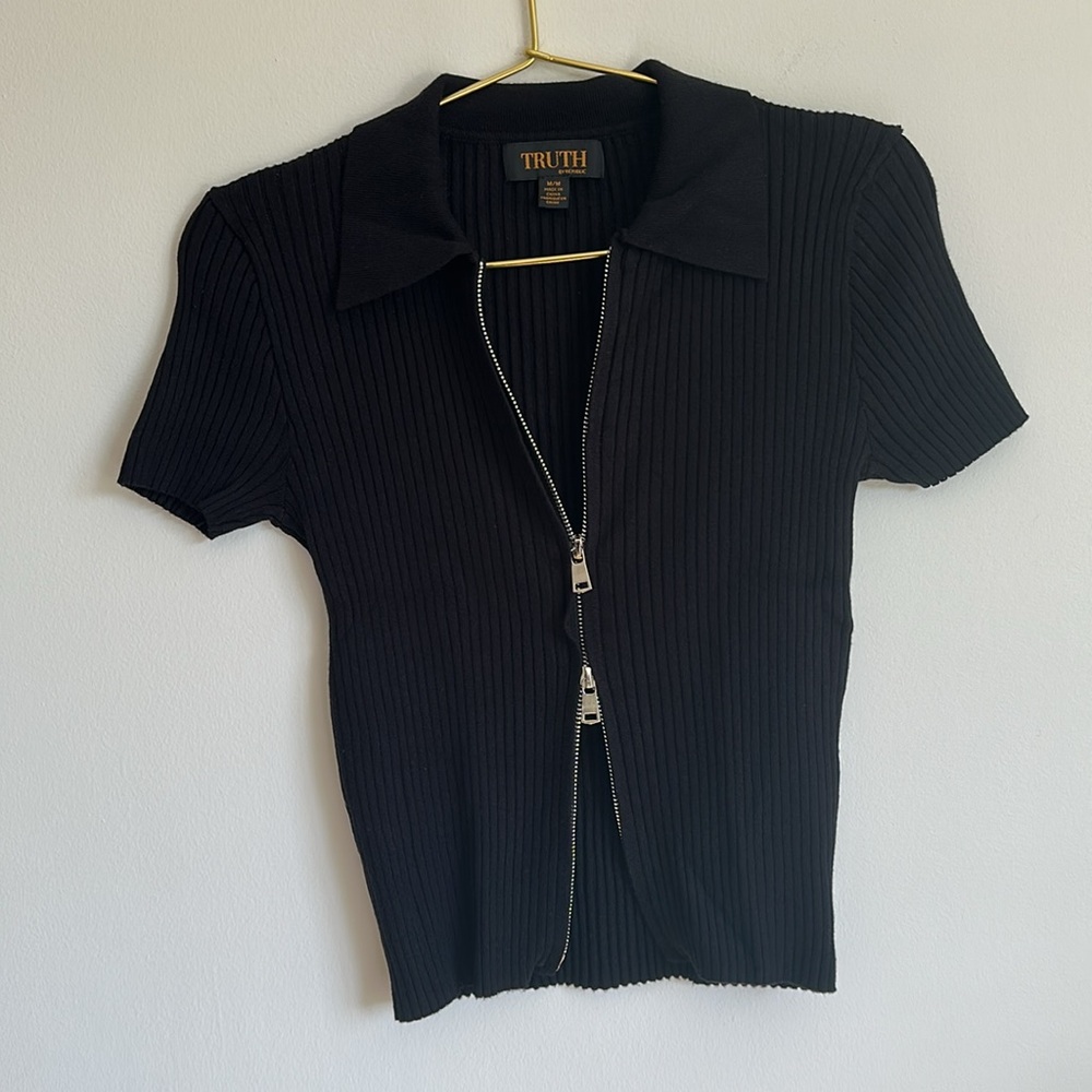 Collared Zipper Top SIZE M - Picture 6 of 8